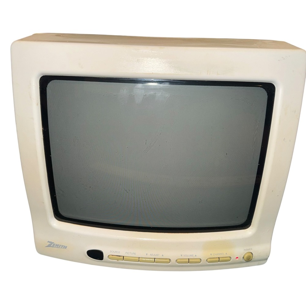 Zenith SY0955X 9" Portable CRT TV White Retro Gaming Television October 1996
